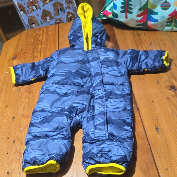 Columbia Other - Columbia Sz 3/6 Months Navy and Yellow Baby Snowsuit